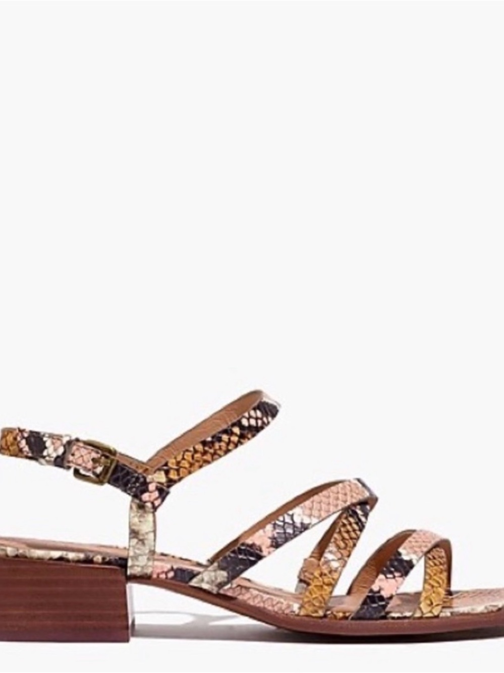 Madewell Multi-Color Snakeskin Strappy Sandal in Tan, Black & Pink